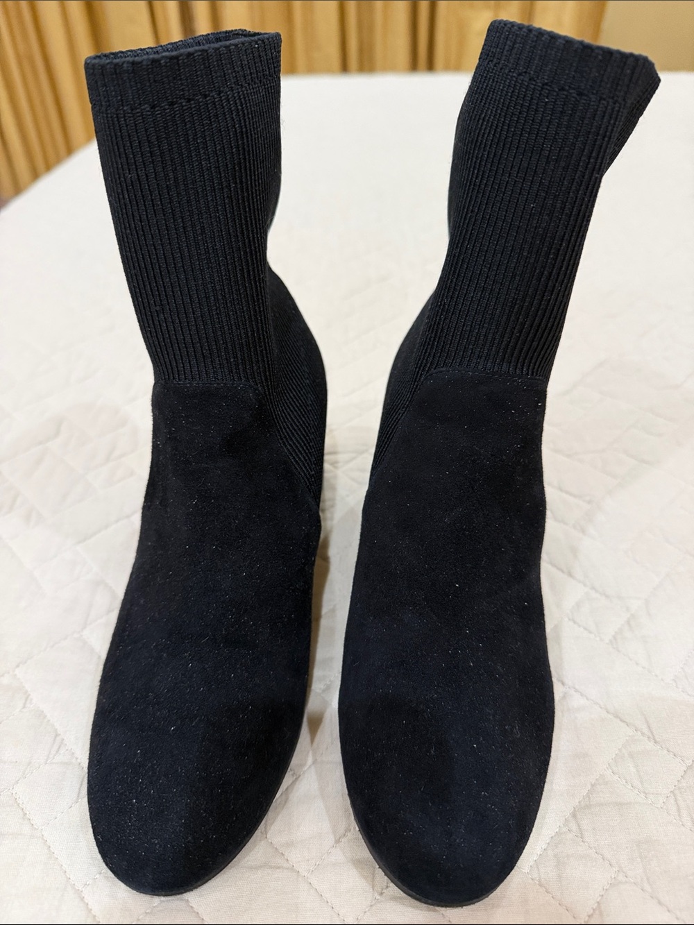 Eileen Fisher Black Rib-Knit Sock Booties